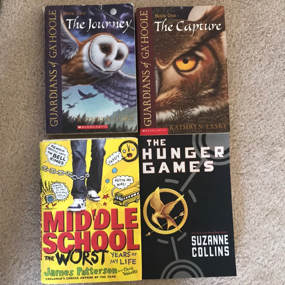 4 books RL 4 5 6  Hunger Games, Middle School